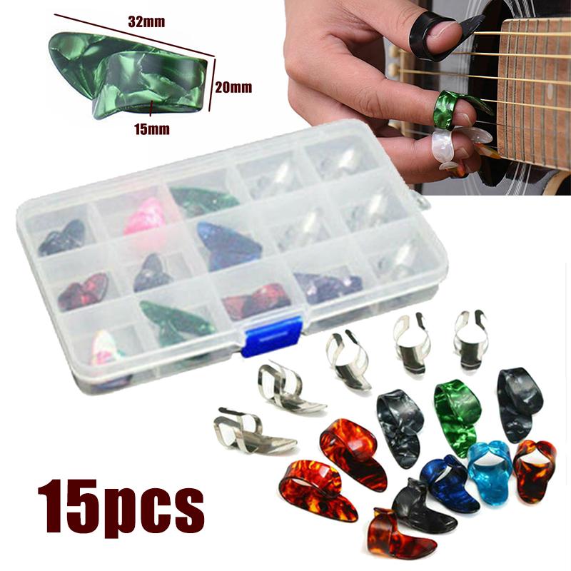 Buy Dagu New 5 Thumb +10 Finger Nail Guitar Picks Plectrum Colorful For