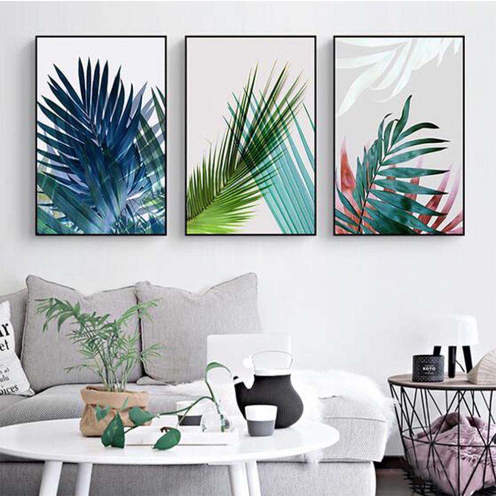 Planta nórdica hoja decorativa lona pintura pared arte
