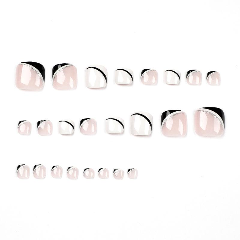 Cheap 24Pcs Foot Fake Nail Summer Waterproof Foot False Nails Removable