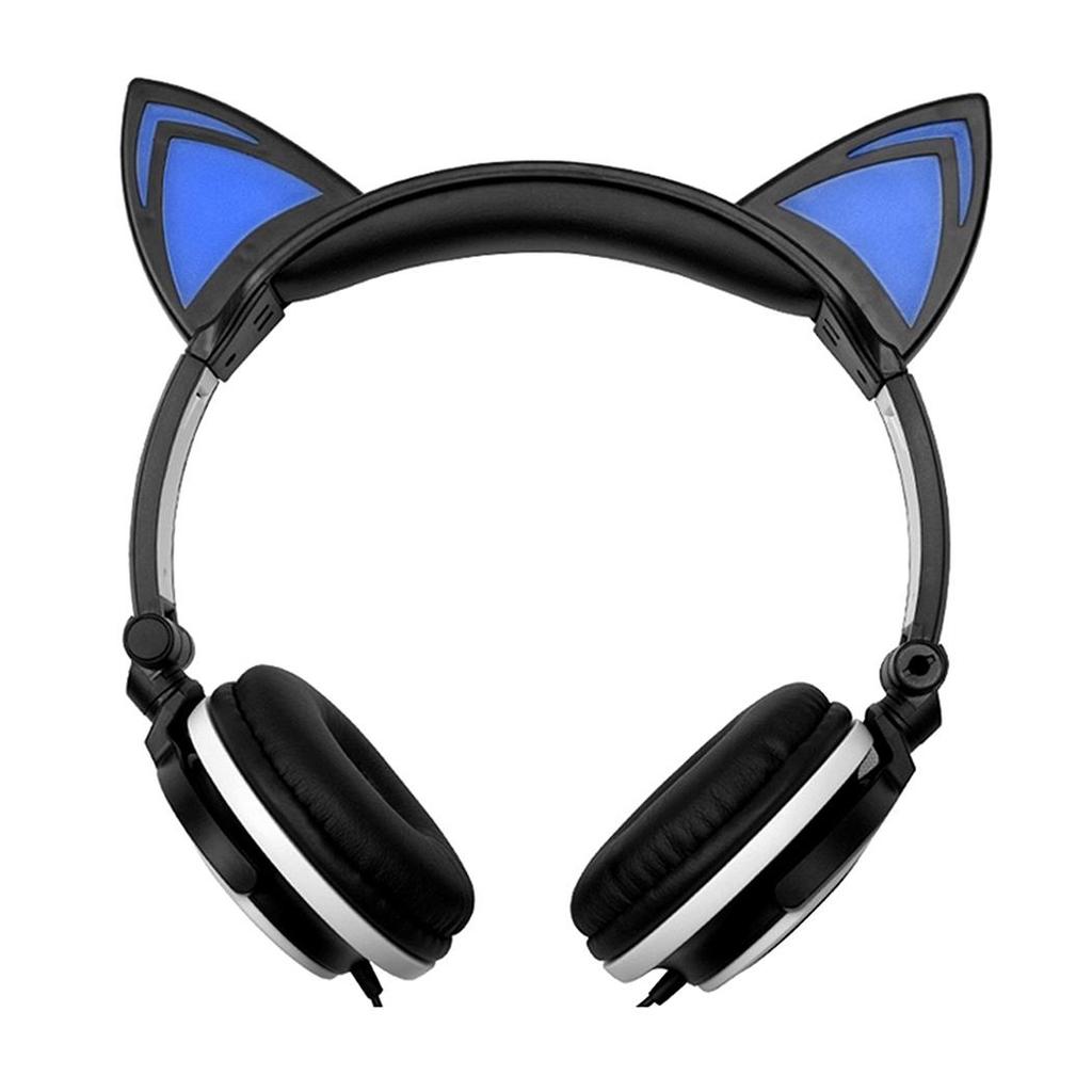 Buy Wired Foldable On Ear Hifi Stereo Headset Led Light Cat Ear