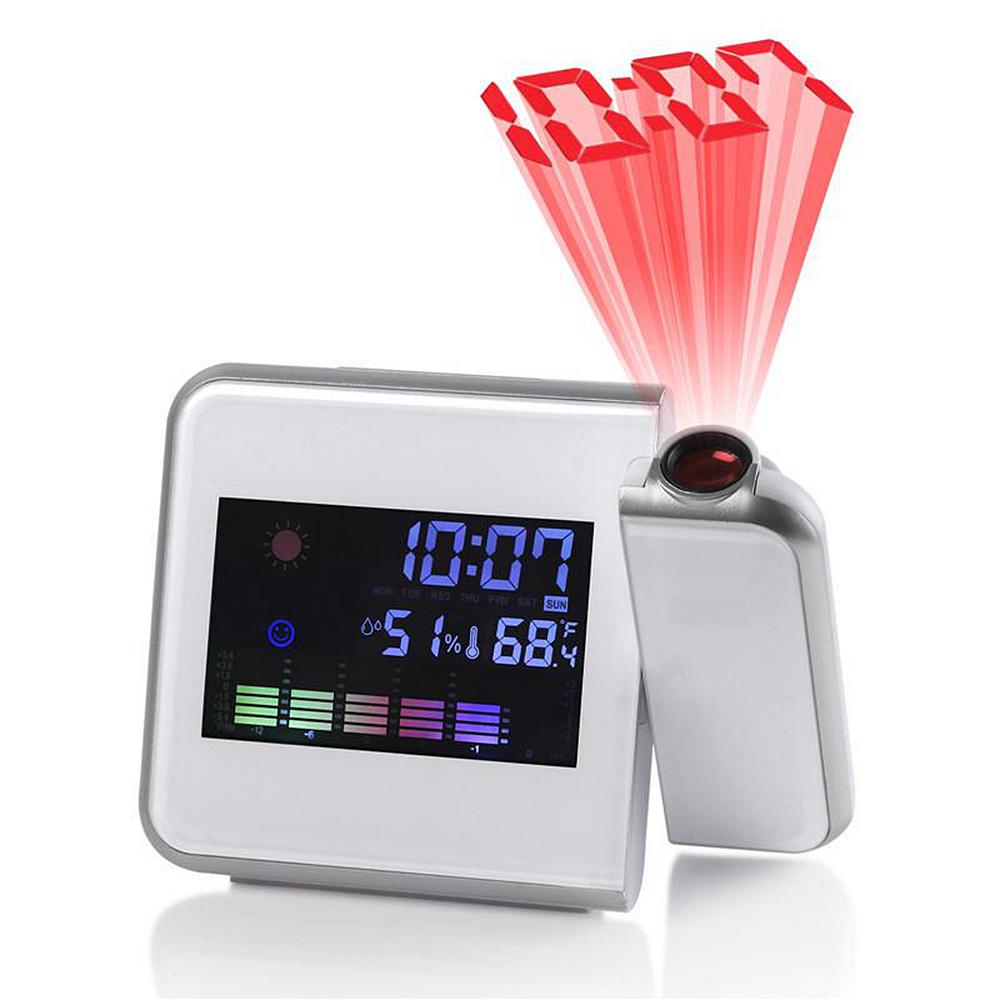 Buy 2021 New Projection Clock LED Color Screen Weather Forecast Clock Lazy Electronic Clock