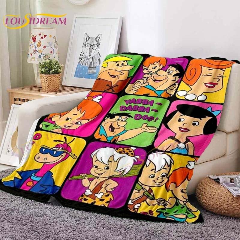 Cheap 3D Cartoon Flintstones Blanket Classic Family Flannel Blanket