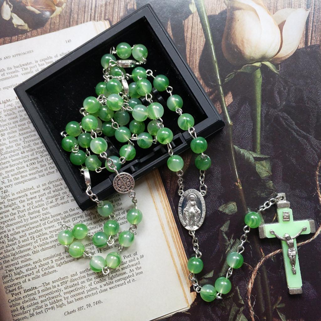Cheap Rosary Beads Luminous Noctilucent Necklace Catholicism Religious