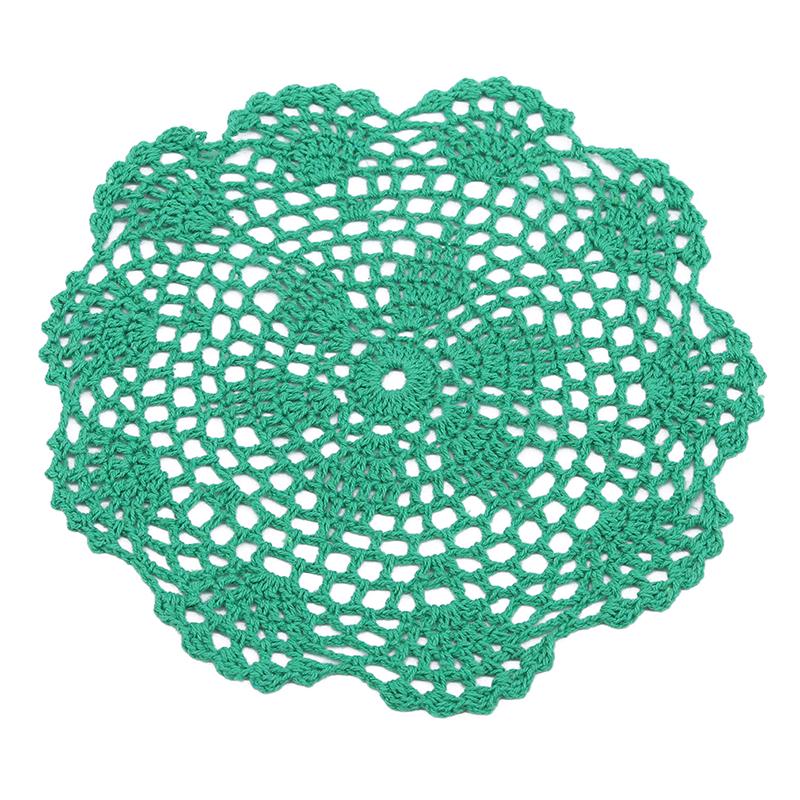 Cheap 30cm Round Cotton Blend Hand Crochet Floral Lace Doily Placemat