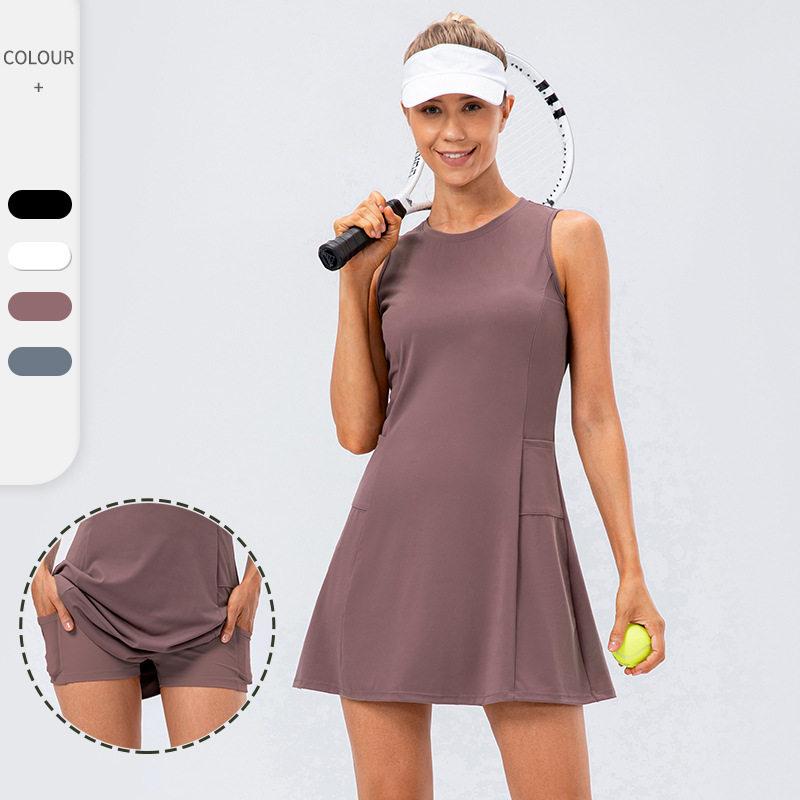 Buy 2 Pieces Women Tennis Skirts Shorts Set Athletic Shorts Skirt Solid Color Anti Exposure