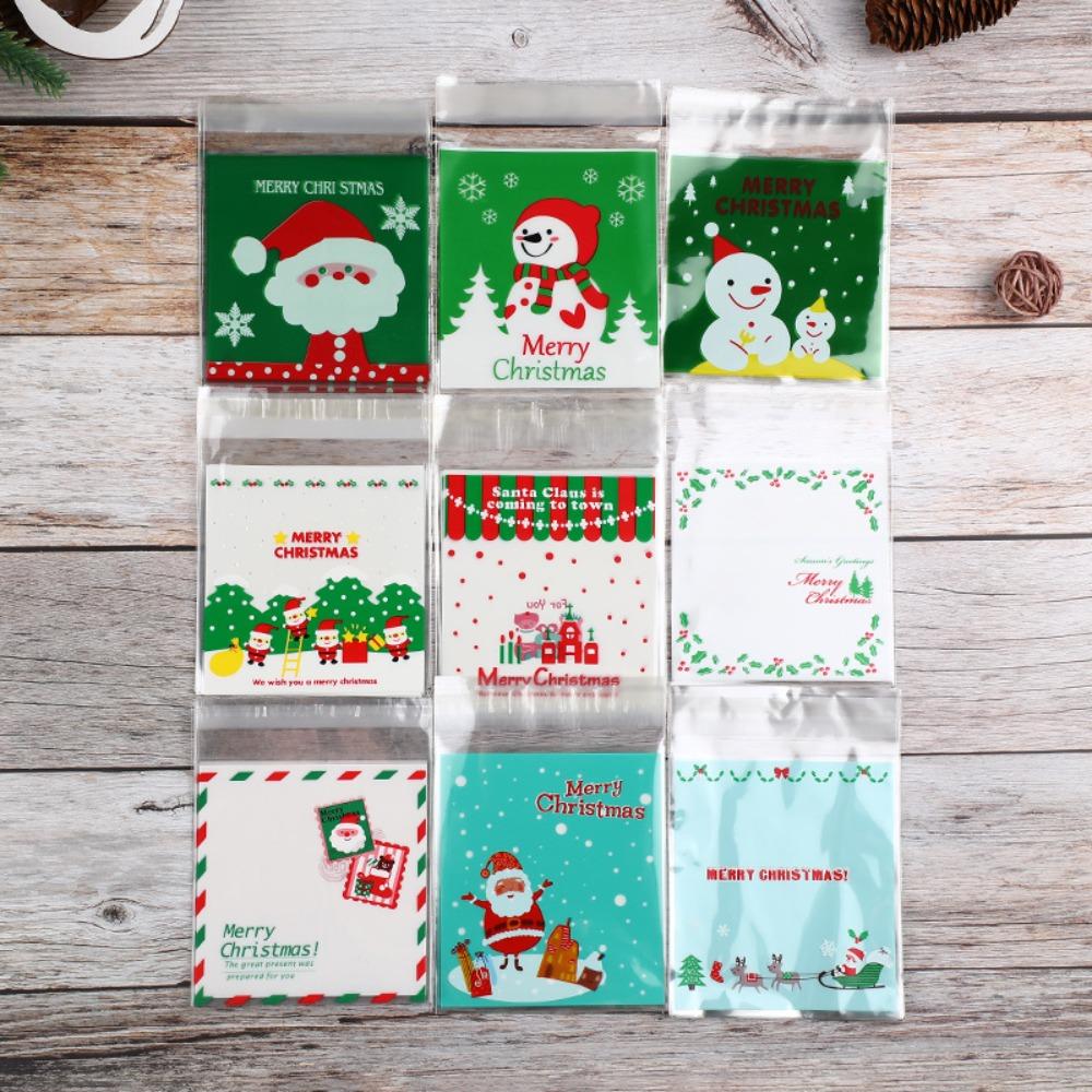 Cheap 100pcs 10x10cm Snack Food Packaging Santa Claus Mini Gift Bag
