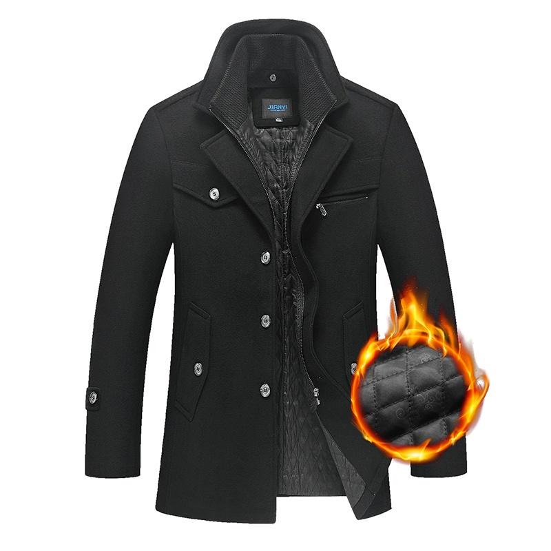 Buy Men's Woolen Coat Warm Coat Down Jacket Wool Coat Cottonpadded Coat Business Casual