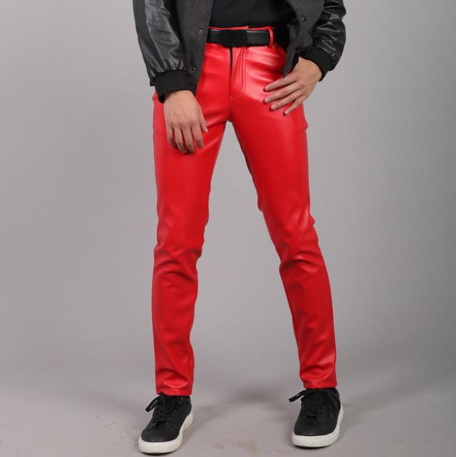 Buy Men Faux Leather Pants Stretch Pu Leggings Wet Look Trousers Shiny