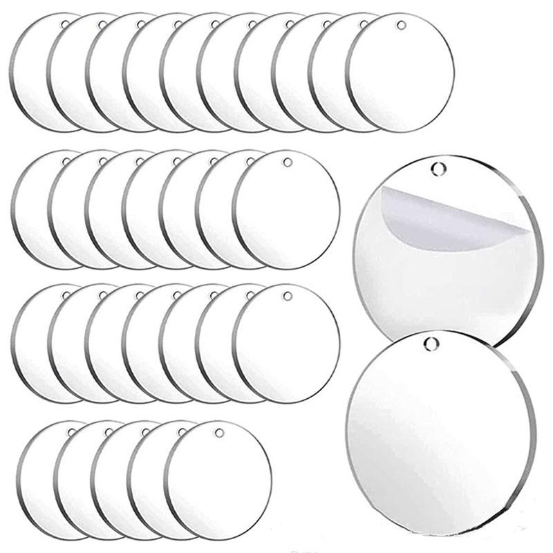Cheap 50Pcs Acrylic Keychain Blanks With Key Rings Round Clear Discs Circles Pendant Joom