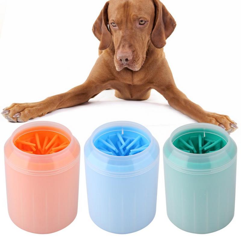 Buy 3 Colors Removable Dog Paw Cleaner Cup Pet Cleaning Brush Cup Dog