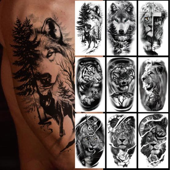 12Pcs / Set Leone Nerotaggi Contemporanei Per Uomini Donne Bambini Ragazzi Tiger Compass Tattoo Sticker Realistico Falso Animale Trasferibile Tatoos Carta Acquista In Modo Economico — Spedizione Gratuita, Recensioni Reali Con Foto — Joom 551_x_551_jpg