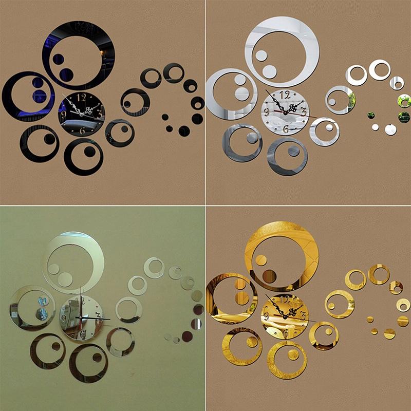 Cheap Circles 3D Modern Mirror Wall Clock Watches Sticker Decal Home