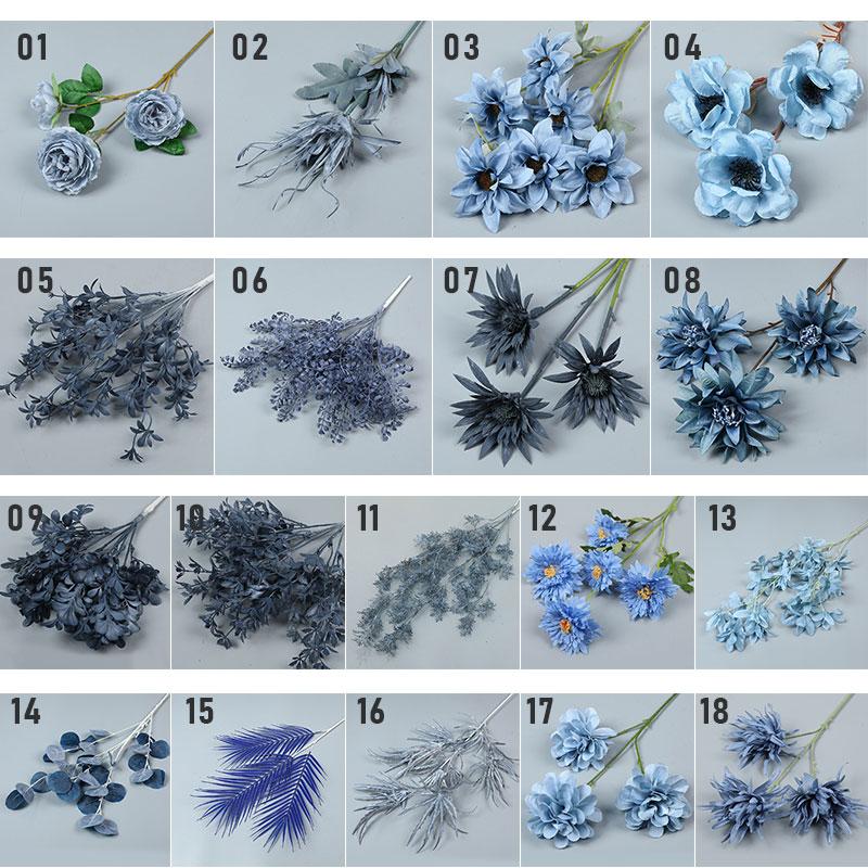 Buy 1PC Bridal Bouquet Combination Bouquet Silk Cloth Flower Fog Blue