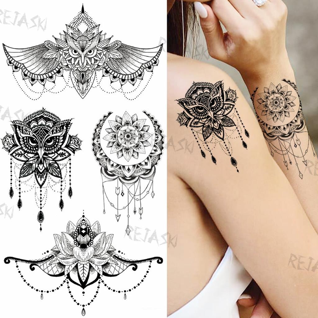 Buy Temporary Ecg Tattoos For Women Realistic Pendant Mandala Cartoon Rabbit Panda Fox Fake Tattoo Sticker Arm Back Tatoos At Affordable Prices — Free Shipping, Real Reviews With Photos — Joom