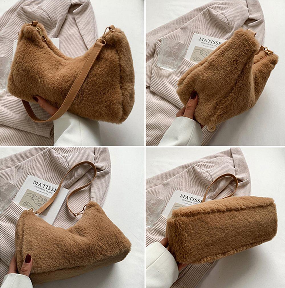 Cheap Women Messenger Bag Soft Plush Furry Fluffy Shoulder Bags Tote