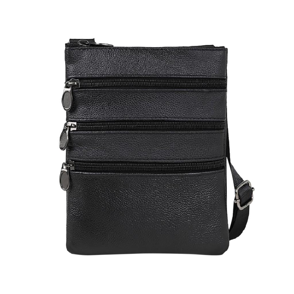 Buy Men Casual Leather Crossbody Bags Big Shoulder Bag Messenger Zipper Business at affordable