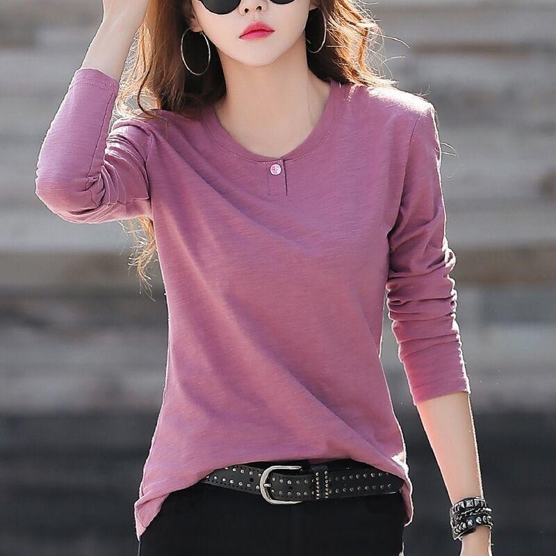 Cheap Cotton Women Long Sleeve Tshirt Female Spring Autumn Ladies