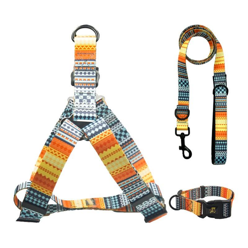 Cheap Pet Supplies Dog Leash Chest Harness Set Adjustable Printed Dog