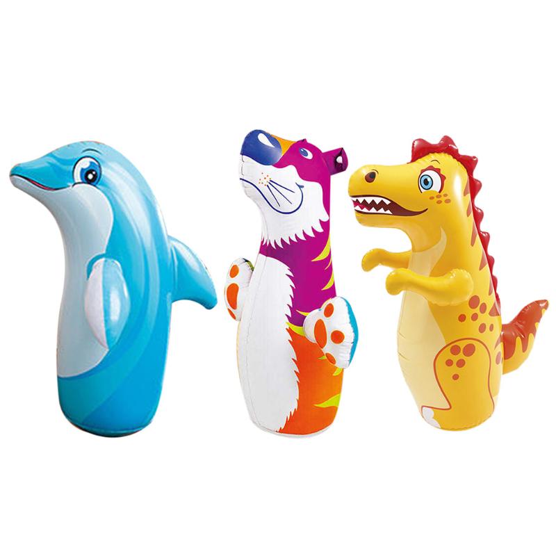 Children Tumbler Punching Bag Dinosaur Kids Inflatable Sandbag Home Gym Fitness Boxing Toy uygun