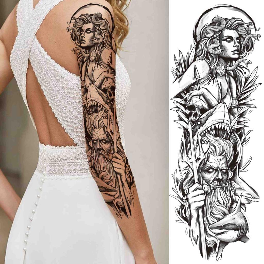 Buy Mechanical Compass Full Arm Tattoo Sticker For Men Women Black Skull Samurai Temporary Sleeve Tattoos Body Art Tatoo Big At Affordable Prices — Free Shipping, Real Reviews With Photos — Joom 1024_x_1024_jpg