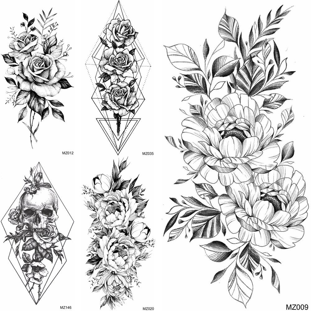 Buy 1Pc Black Flower Temporary Tattoos Fake Geometric Death Skull Rose Tatoos Waterproof Fashion Body Art Chest Arm Tatoos For Women Men At Affordable Prices — Free Shipping, Real Reviews With Photos — 1001_x_1001_jpg