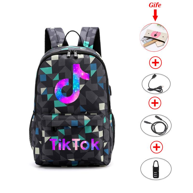 Buy Tik Tok Boy Girl Backpack USB Charging Travel Backpack Students