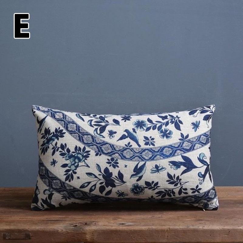 1PC Decorative Pillowcase Cushion Cover Porcelain Printed Blue And White Pillow Case Home Decor