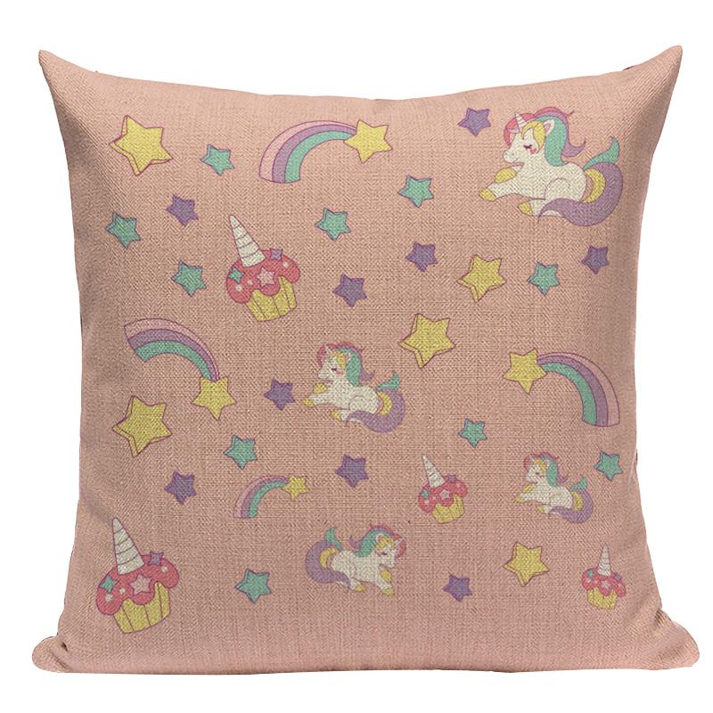 Satın alın Cartoon Unicorn Cushion Covers Cute Animal Decorative