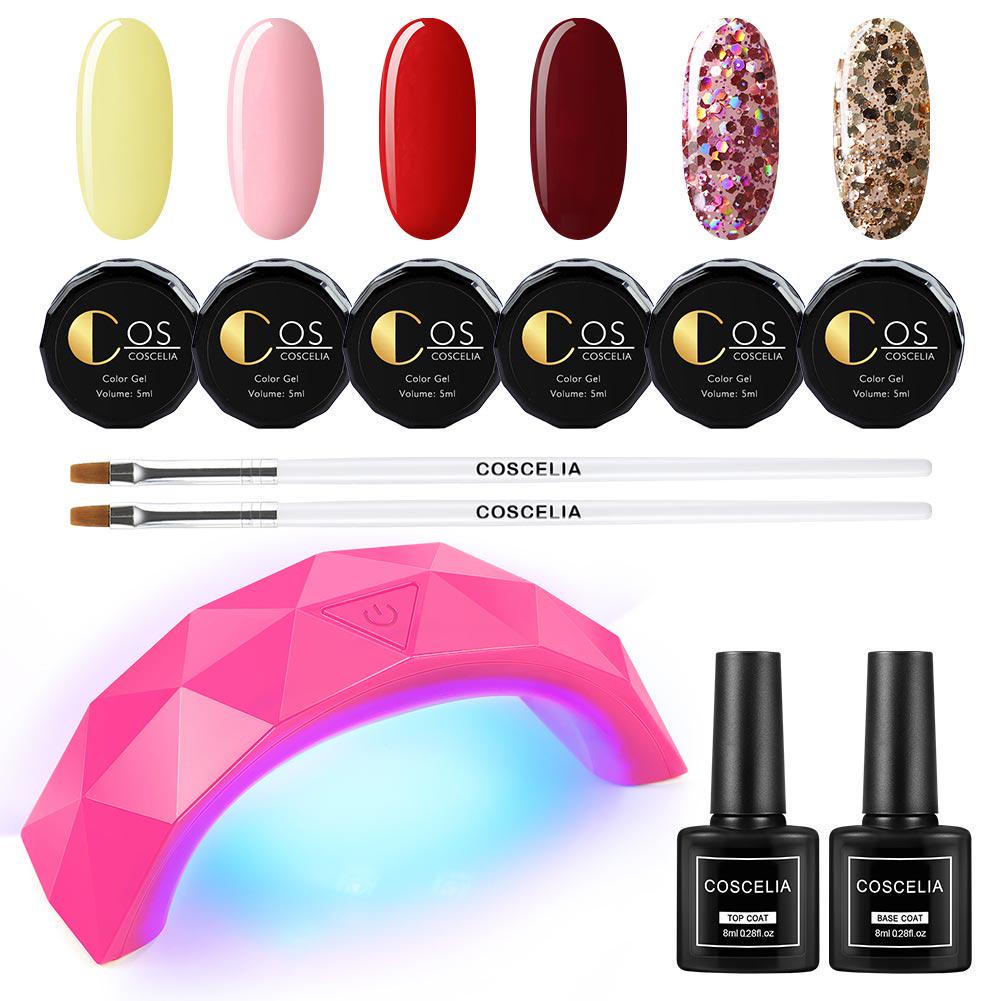 Buy 9W LED Nail Polish Lamp 6 Packs UV Gel Nail Polish Set Kit Absorbs