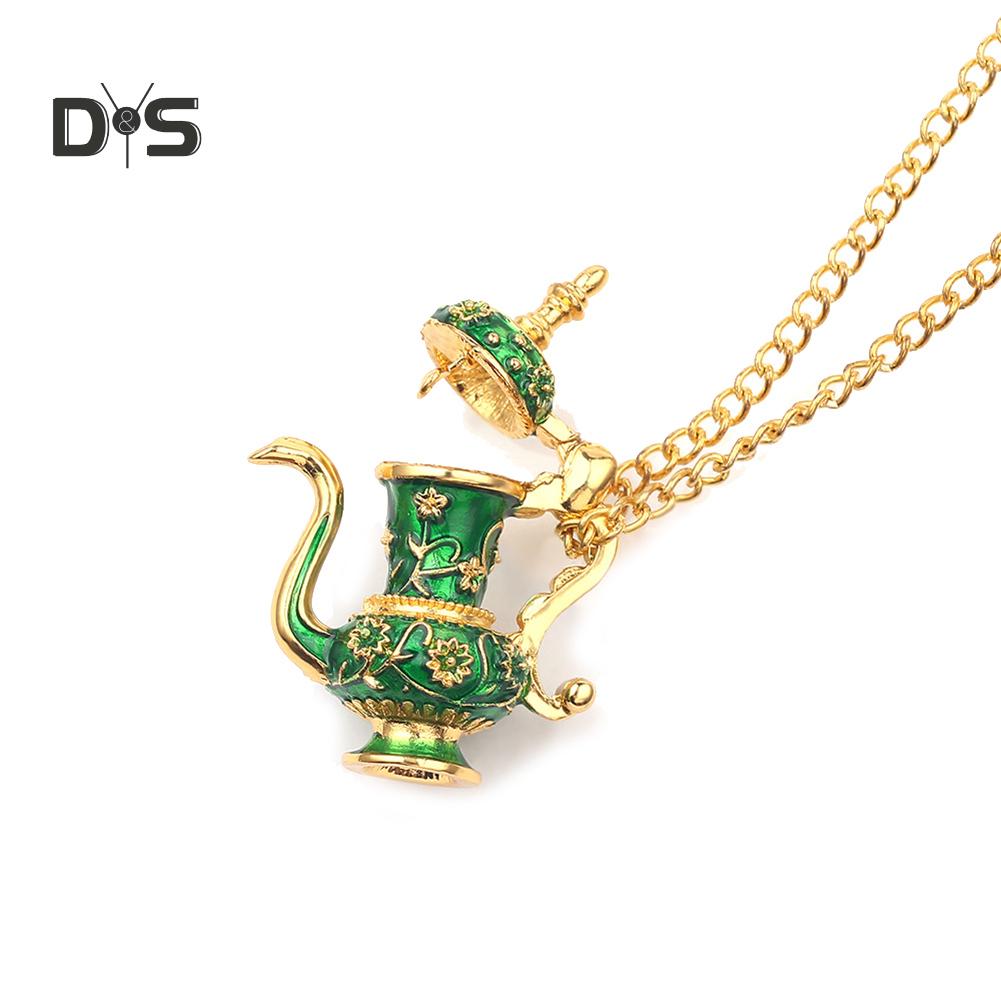 Cheap Tokay Green Teapot Pendant Long Chain Women Sweater Necklace