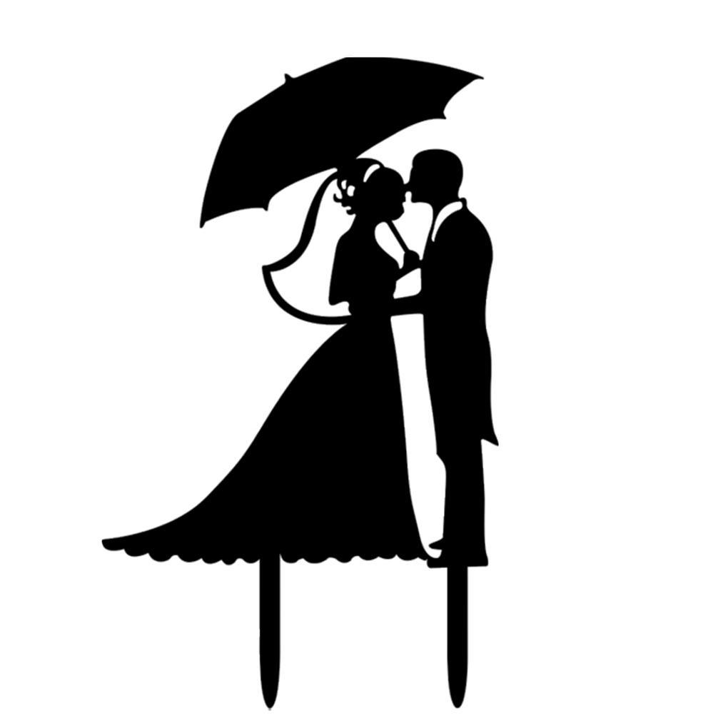 Buy Acrylic Lovers Wedding Cakes Topper Bridegroom Bride with Umbrella