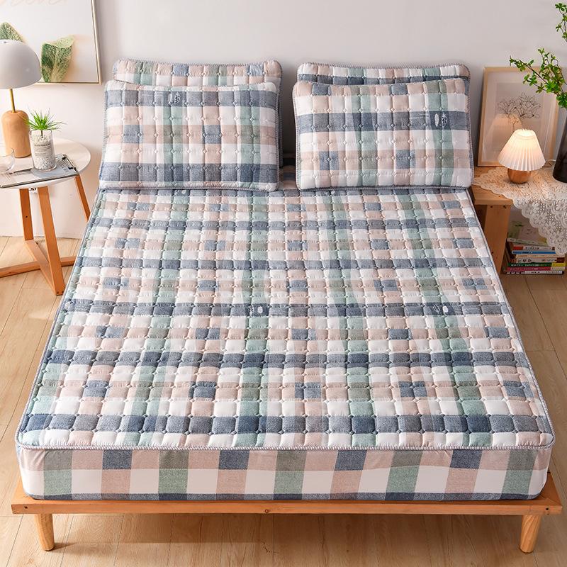 Buy Solid Color Hypoallergenic Bed Mattress Cover Thicken Quilted