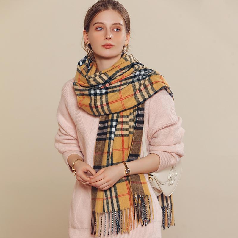 Buy Luxury Cashmere Plaid Scarf Women's British Classic Wool Plaid
