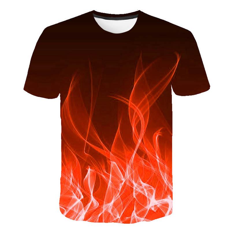 Tshirt d'été homme avec manche courte ronde Blue Flame 3D