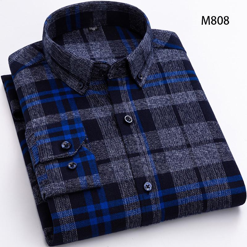 Cheap Plaid Shirts for Large Men Cotton Sanded Soft Long Sleeve Casual