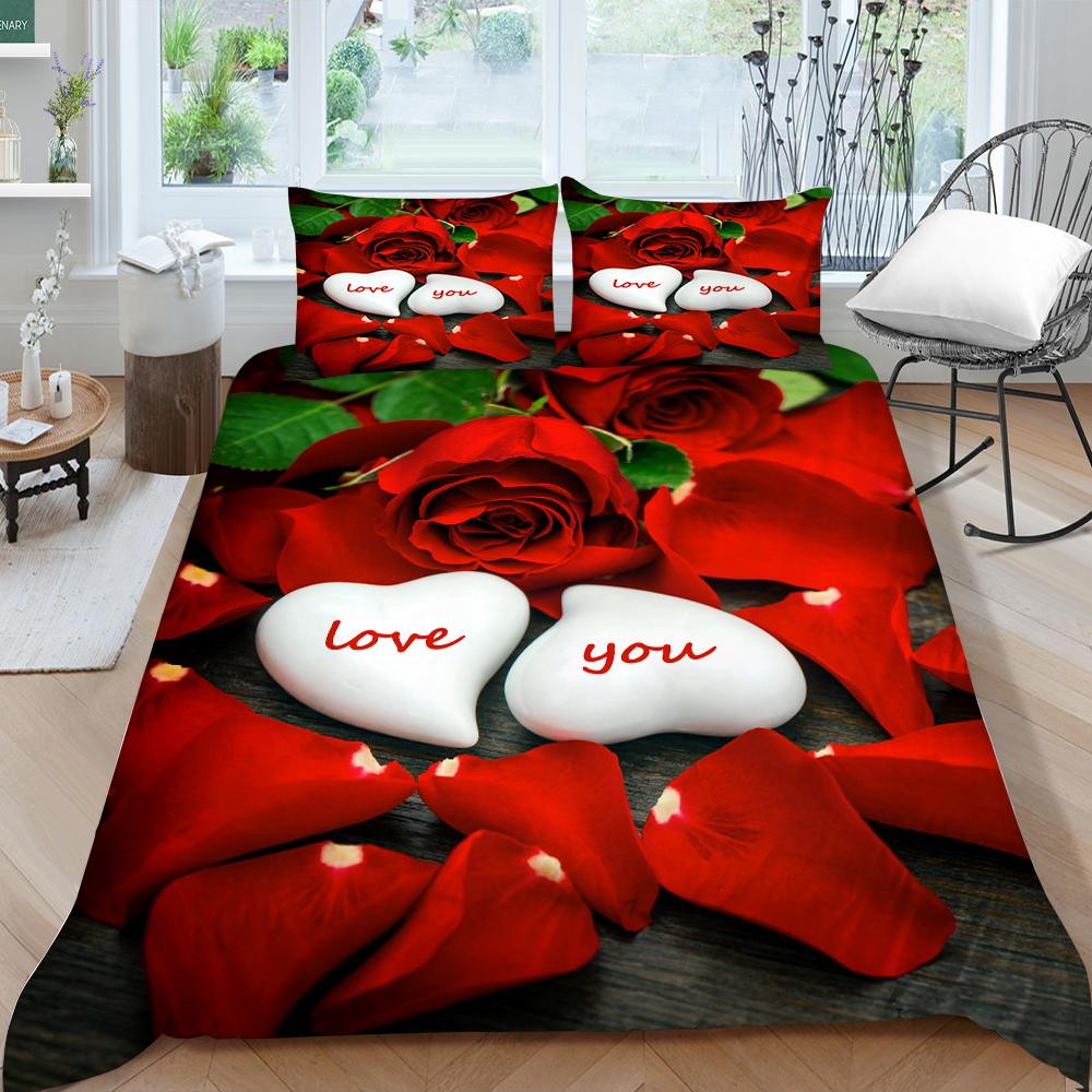 Buy Romatic Duvet Cover Set King Size Bedding Rose Printed Home