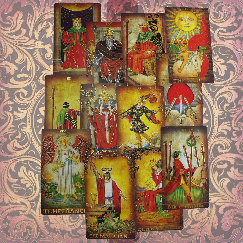 Cheap Tarot Cards Deck for Beginners,Book Sets Black Gold Tarot Cards