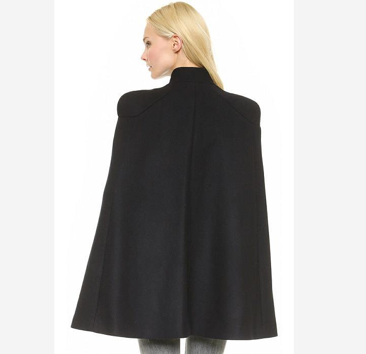 Pelerin Askeri Tarzı Zarif Altın Düğme Çift Göğüslü Omuz Şalı Sonbahar