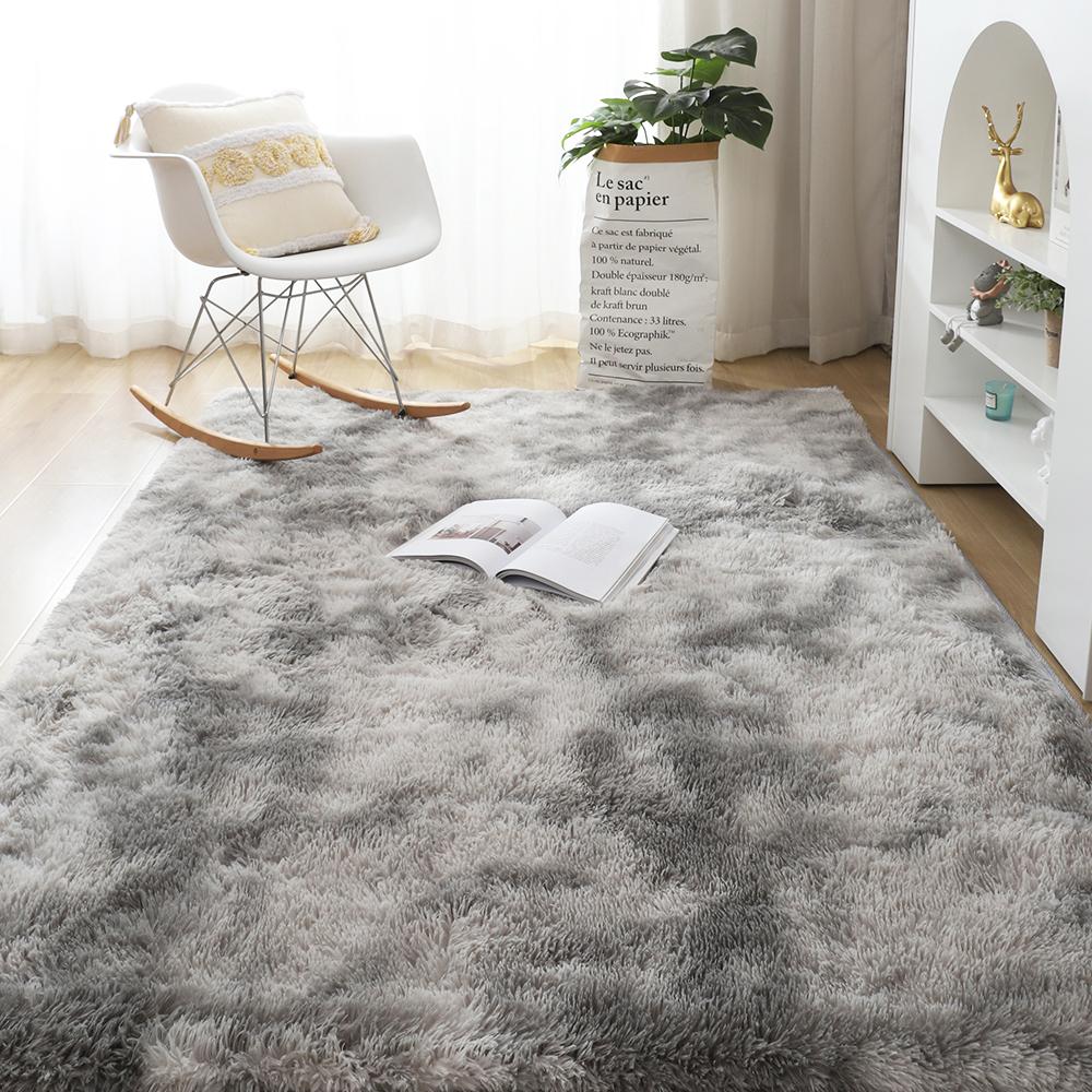 Buy Gray Carpet for Living Room Plush Rug Bed Room Floor Fluffy Mats