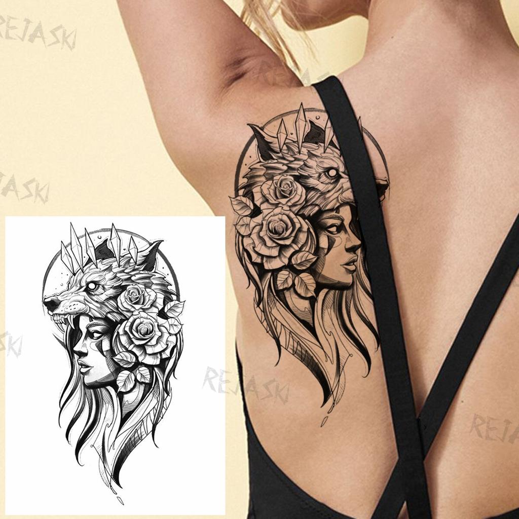 Compre Large Watercolor Wolf Animal Temporary Tattoos For Men Women Realistic Fake Warrior Fox Lion Tattoo Sticker Diy Body Art Tatoo Barato — Frete Grátis, Avaliações Reais Com Fotos — Joom 1024_x_1024_jpg
