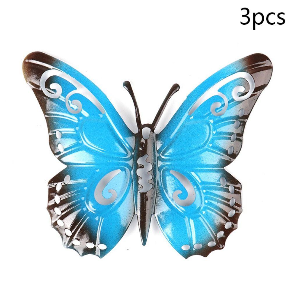 3Pcs/5Pcs Fence Butterfly Wall Decor Metal Hanging Accessories New Wall