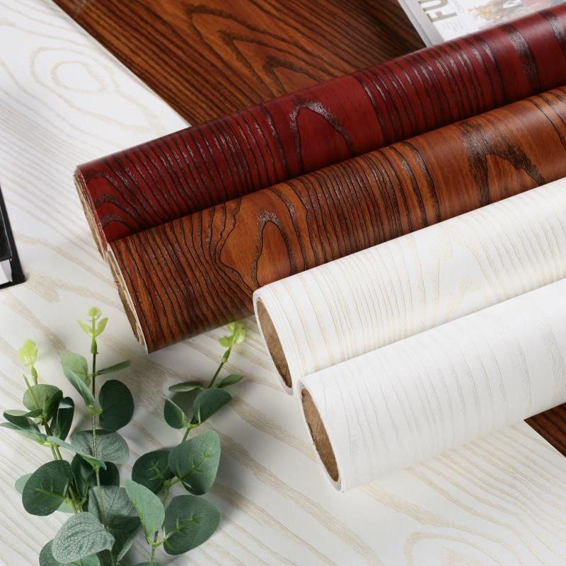 Vinyl Black Wood Grain Wallpaper Self Adhesive Wall Paper Furniture