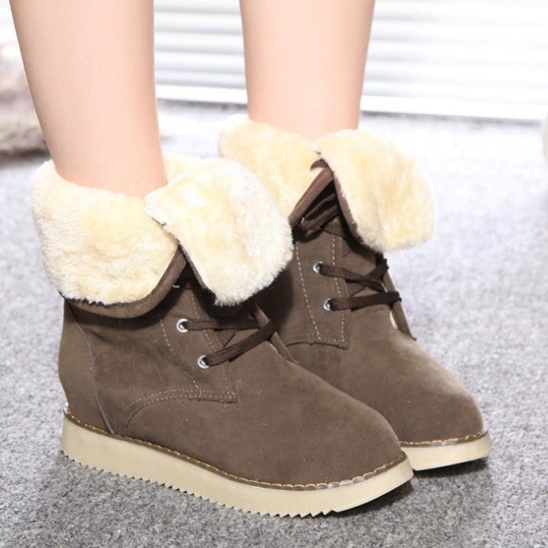 Buy Winter Casual Snow Boots Womens Suede Thicken Warm Ankle Boots at