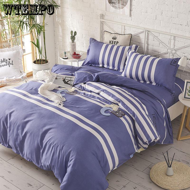Summer Bedding Set Striped Bed Linens Flat Sheet Bedclothes Home