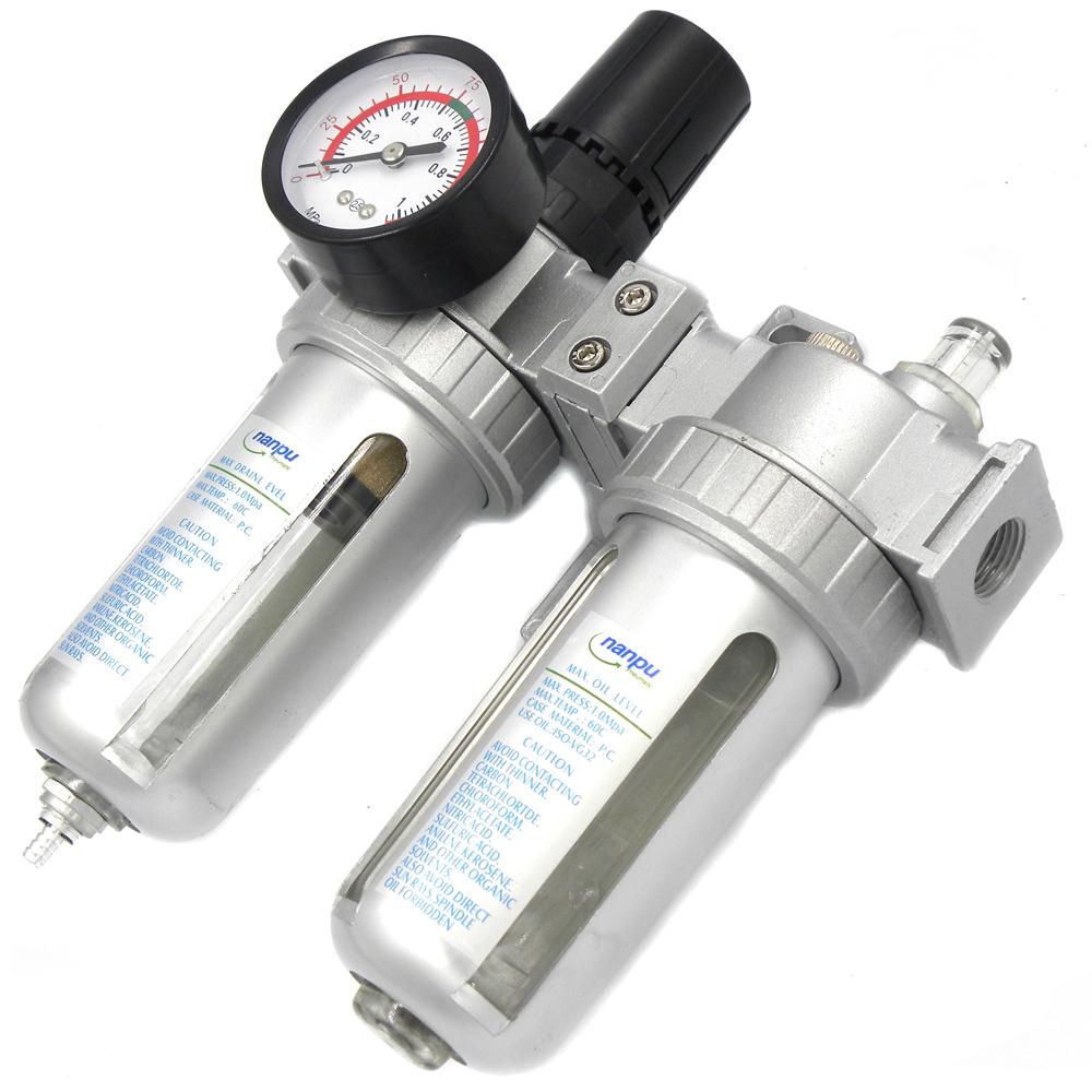Home & Garden 1/4" TWIN FILTER REGULATOR CONTROL WATER TRAP OILER