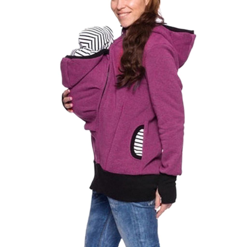 Buy Fashion Women Maternity Striped Baby Pouch Carrier Hoodie Zipper