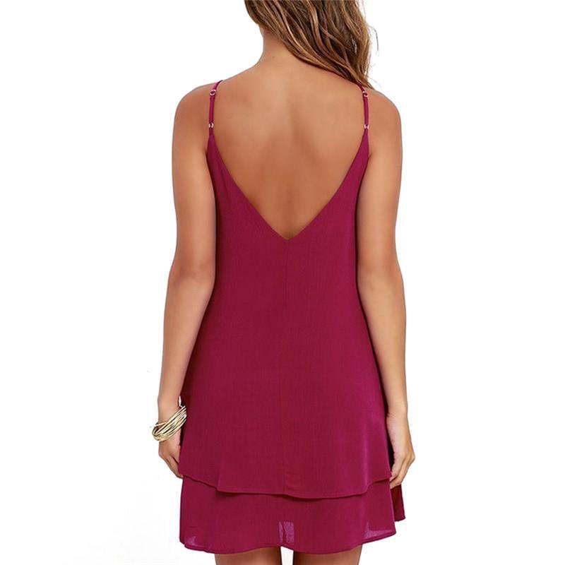 Buy Women Summer Holiday Dress Floral Backless Chiffon Mini Dress