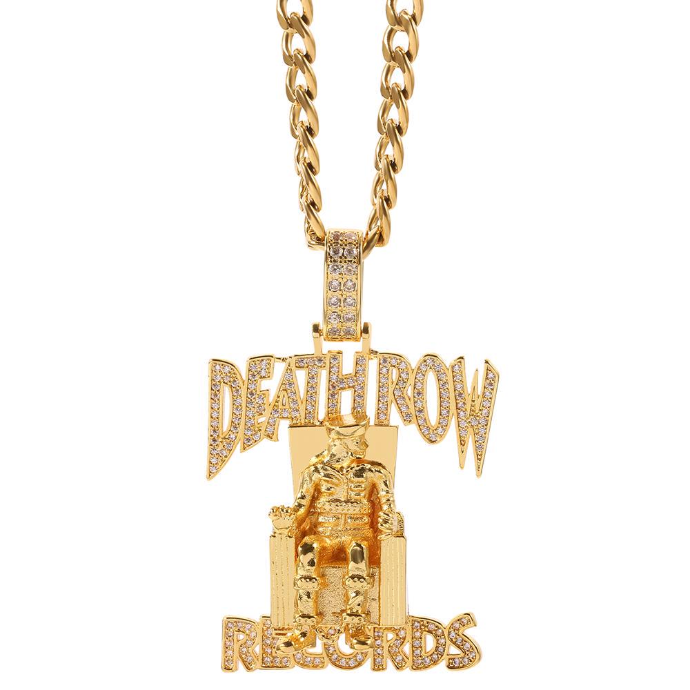 Buy Hip hop death row records Pendant Necklace Men Link Chain Iced Out