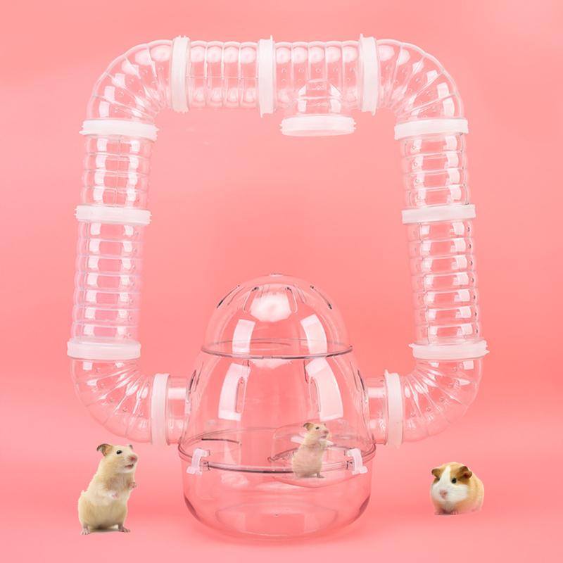 Buy Plastic Hamster Tube Set Pet Transparent Curved Pipe Cage Tunnel