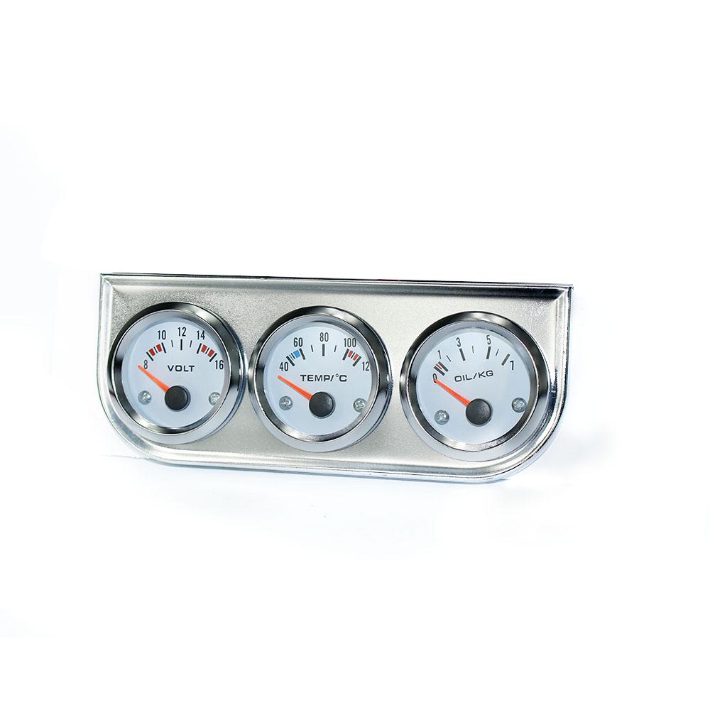 Car & Truck Parts Water Universal 2 5/8" Chrome Oil Pressure Volt Triple 3 Gauge Set Gauges Kit
